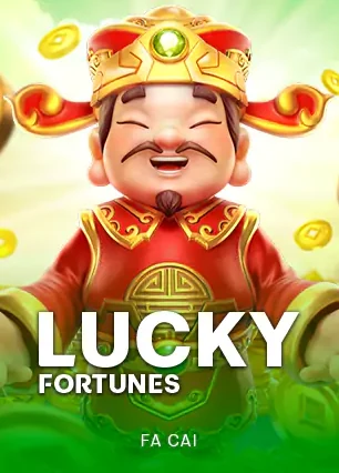 ปกเกมสล็อต Lucky Fortunes เทพเจ้าแห่งโชคลาภยิ้มสวมหมวกทอง