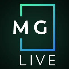 โลโก้ MG Live ตัวอักษรสีเขียวขาวบนพื้นเขียวเข้ม