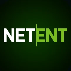 โลโก้ NetEnt ตัวอักษรสีเขียวสว่างบนพื้นหลังสีเขียวเข้ม