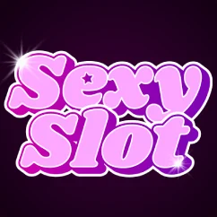 โลโก้ Sexy Slot ตัวอักษรสีชมพูบนพื้นหลังสีม่วงเข้ม